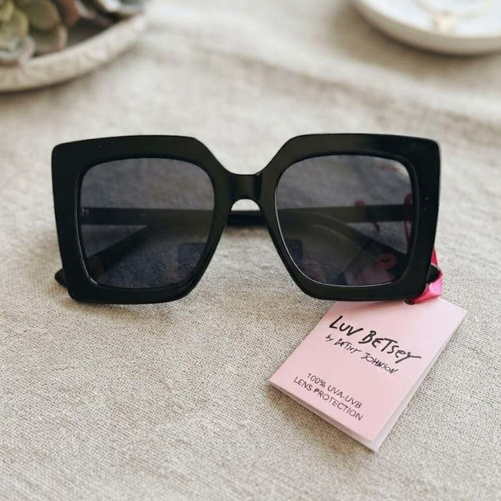 Luv Betsey by Betsey Johnson Oversized Square Sunglasses Purple Glitter